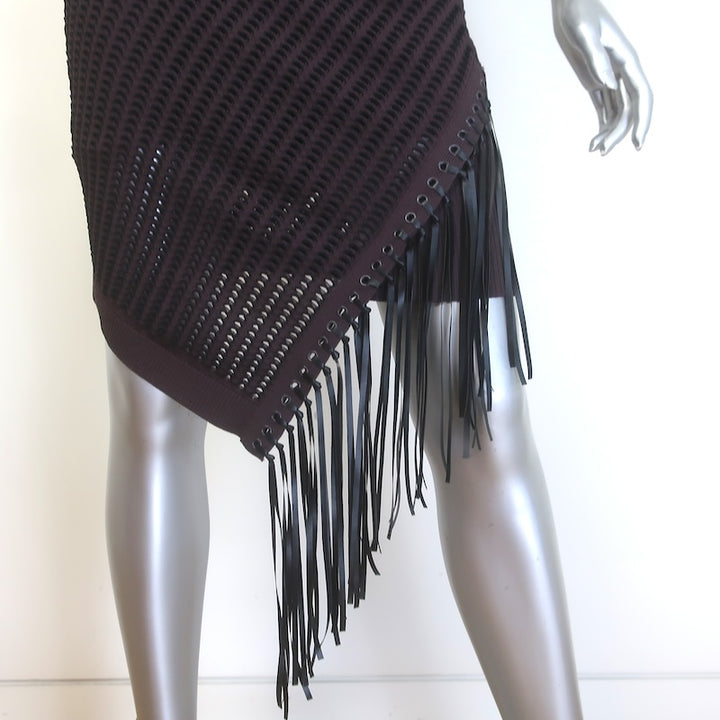 Jonathan Simkhai Chelle Asymmetric Fringed Mini Dress Chocolate Size Small