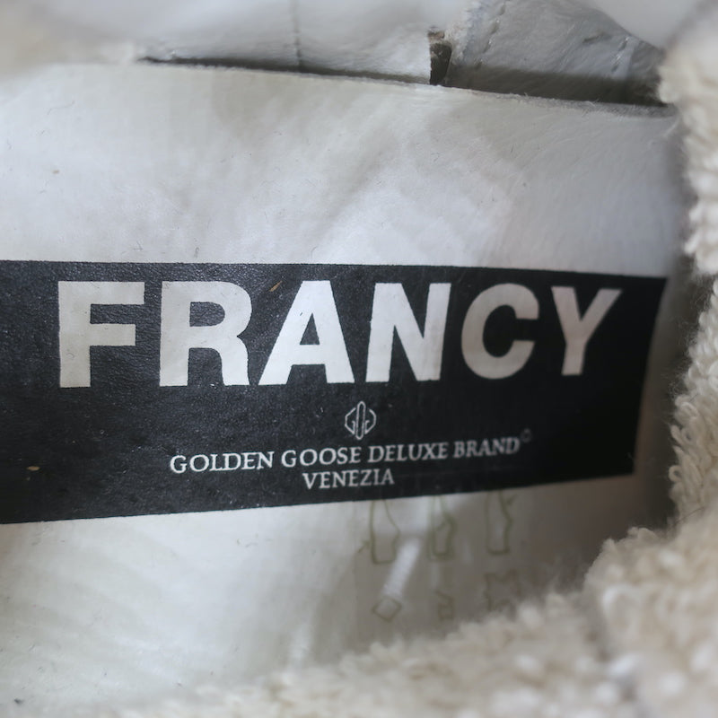 Golden Goose Francy Camo-Trim High Top Sneakers White Leather Size 36