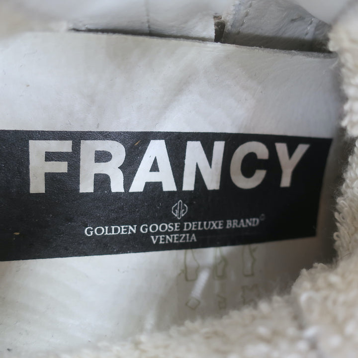 Golden Goose Francy Camo-Trim High Top Sneakers White Leather Size 36