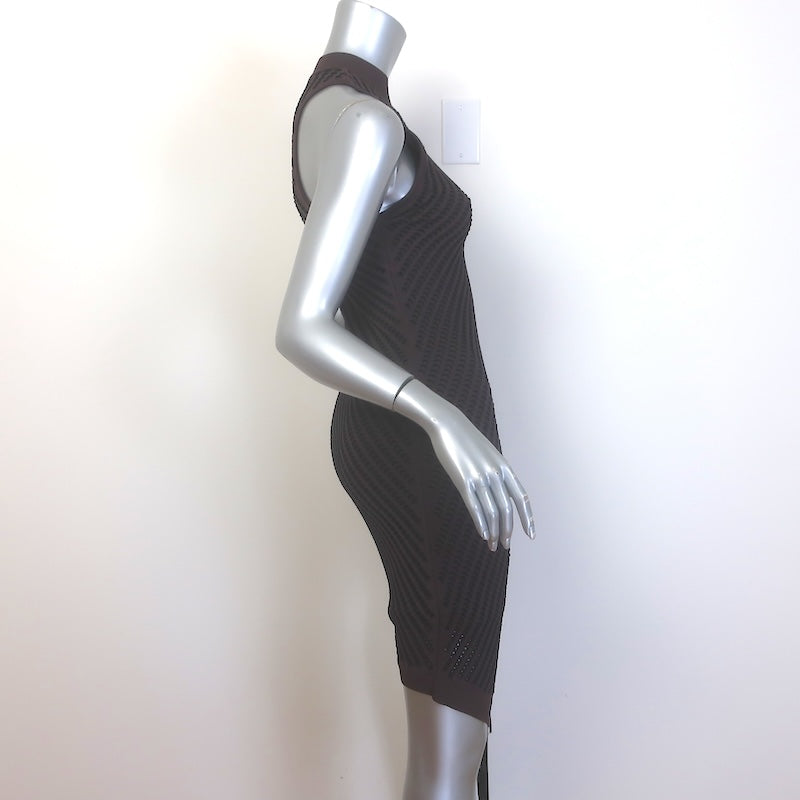 Jonathan Simkhai Chelle Asymmetric Fringed Mini Dress Chocolate Size Small