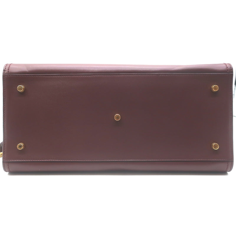 Dolce &amp; Gabbana Top Handle Tote Burgundy Leather Medium Chain Strap Shoulder Bag