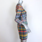 Dries Van Noten Madras Plaid Mini Dress Neon Multicolor Size 34