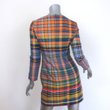 Dries Van Noten Madras Plaid Mini Dress Neon Multicolor Size 34