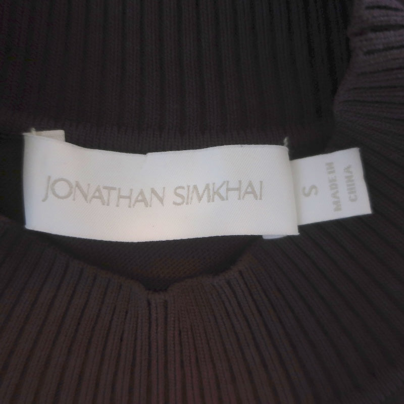 Jonathan Simkhai Chelle Asymmetric Fringed Mini Dress Chocolate Size Small
