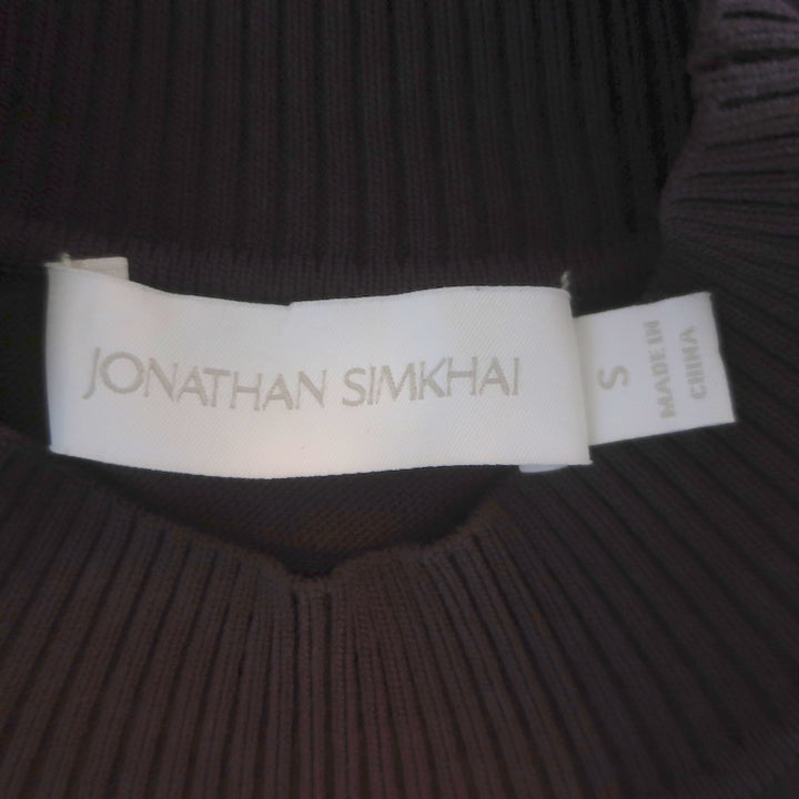 Jonathan Simkhai Chelle Asymmetric Fringed Mini Dress Chocolate Size Small