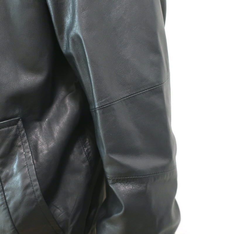 Vince Leather Hooded Bomber Jacket Black Size Medium