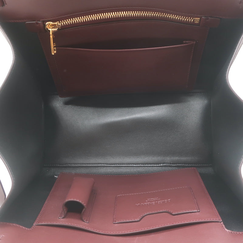 Dolce &amp; Gabbana Top Handle Tote Burgundy Leather Medium Chain Strap Shoulder Bag