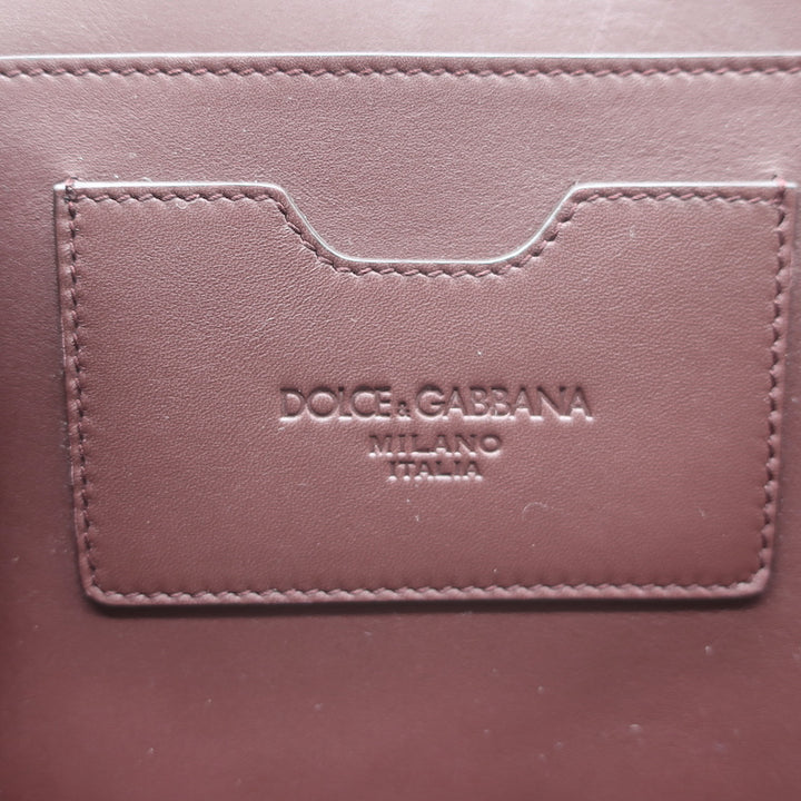 Dolce &amp; Gabbana Top Handle Tote Burgundy Leather Medium Chain Strap Shoulder Bag