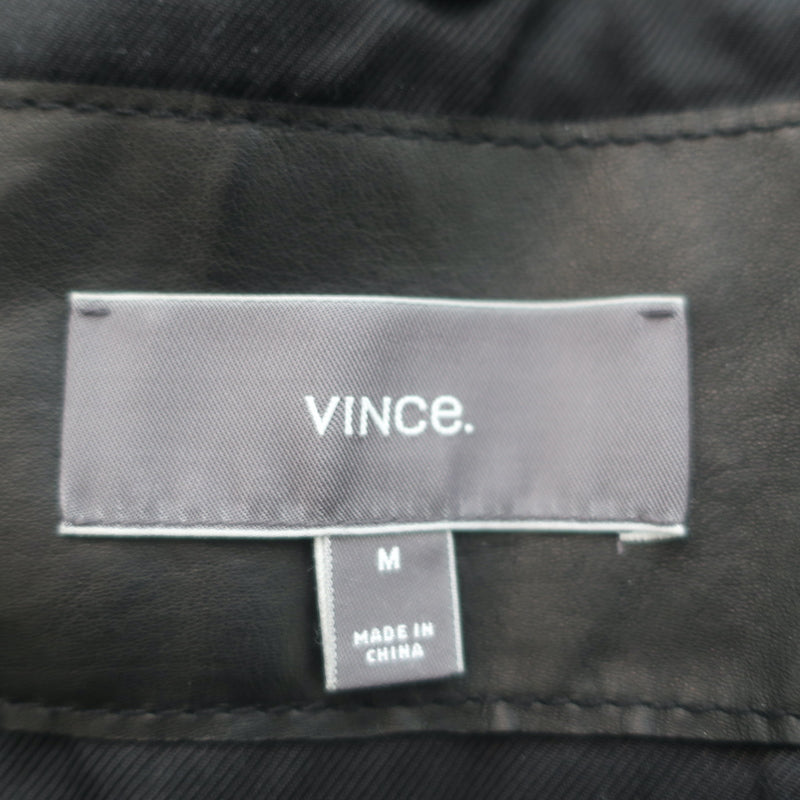 Vince Leather Hooded Bomber Jacket Black Size Medium
