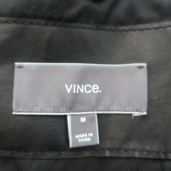 Vince Leather Hooded Bomber Jacket Black Size Medium
