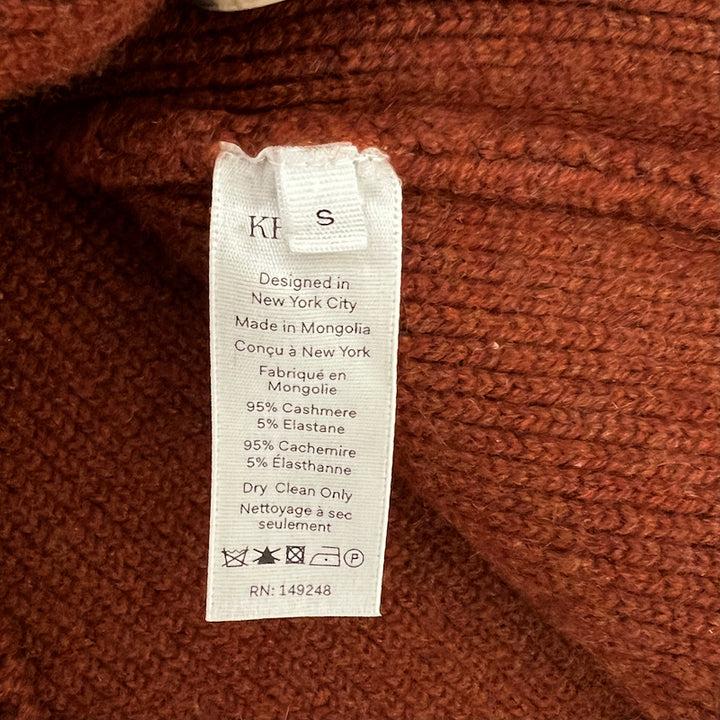 Khaite Lucy Cardigan Rust Brown Stretch Cashmere Size Small V-Neck Sweater