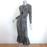 Norma Kamali Fishtail Midi Dress Stud Print Stretch Jersey Size Extra Small