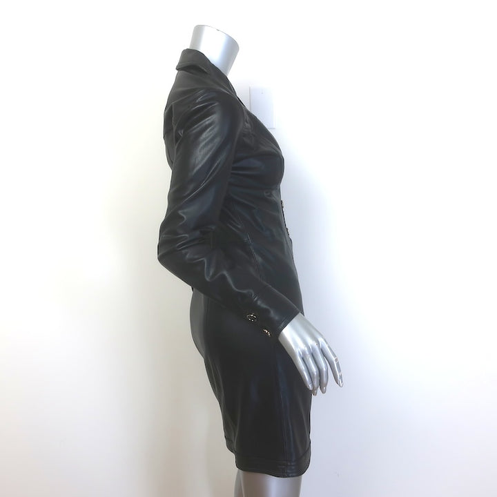 Veronica Beard Garrett Faux Leather Mini Shirt Dress Black Size 2