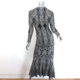 Norma Kamali Fishtail Midi Dress Stud Print Stretch Jersey Size Extra Small