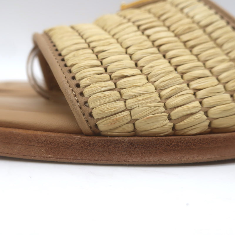 Prada Raffia Slide Sandals Natural Size 39