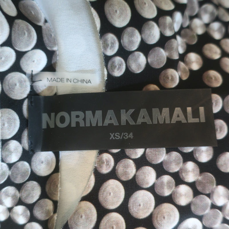 Norma Kamali Fishtail Midi Dress Stud Print Stretch Jersey Size Extra Small