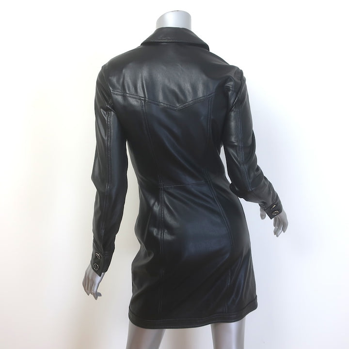 Veronica Beard Garrett Faux Leather Mini Shirt Dress Black Size 2