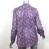 Isabel Marant Etoile Maria Blouse Purple Printed Cotton Size 36 Long Sleeve Top