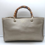 Gucci Bamboo Top Handle Tote Gold Pebbled Leather Medium Crossbody Bag