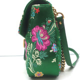 Gucci GG Marmont Matelasse Floral Jacquard Medium Shoulder Bag Green Satin