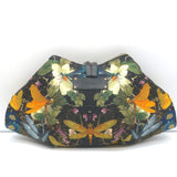 Alexander McQueen De Manta Dragonfly Print Satin Large Clutch Black/Multi
