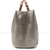 Gucci Bamboo Top Handle Tote Gold Pebbled Leather Medium Crossbody Bag