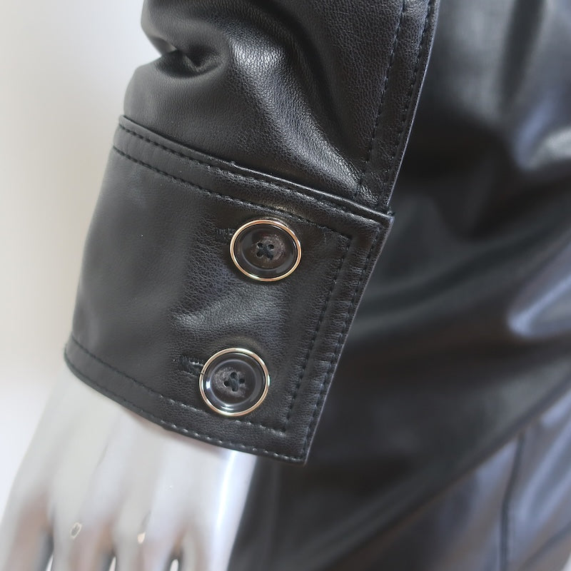 Veronica Beard Garrett Faux Leather Mini Shirt Dress Black Size 2