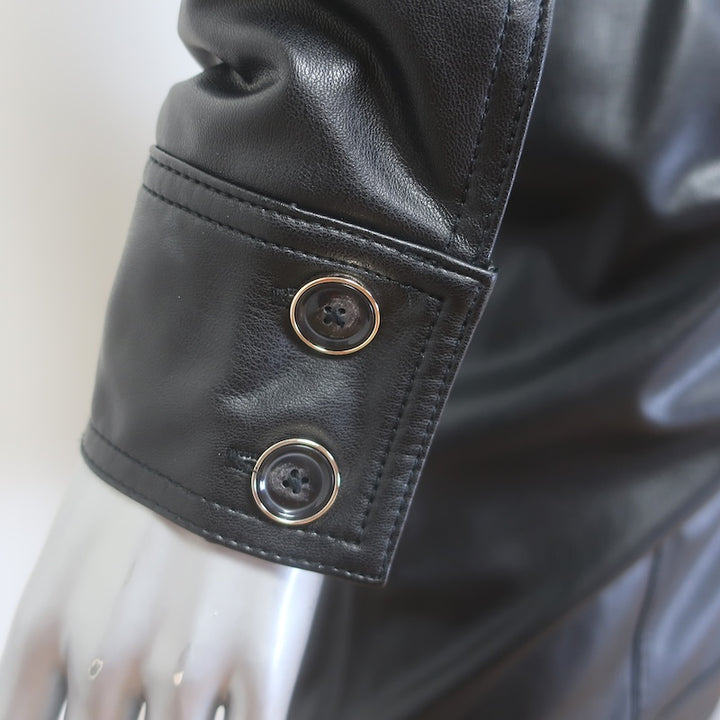 Veronica Beard Garrett Faux Leather Mini Shirt Dress Black Size 2