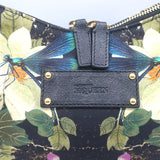 Alexander McQueen De Manta Dragonfly Print Satin Large Clutch Black/Multi