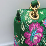 Gucci GG Marmont Matelasse Floral Jacquard Medium Shoulder Bag Green Satin