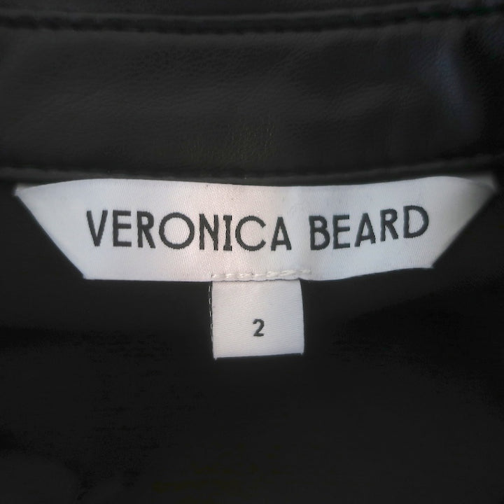 Veronica Beard Garrett Faux Leather Mini Shirt Dress Black Size 2