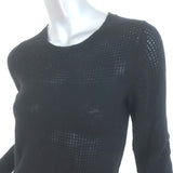 360 Sweater Cashmere Perforated Knit Sweater Black Size Small Crewneck Pullover