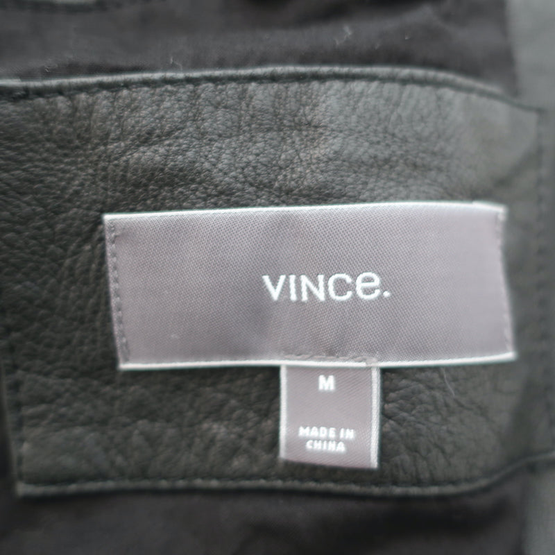 Vince Leather Bomber Jacket Black Size Medium