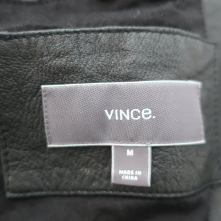 Vince Leather Bomber Jacket Black Size Medium