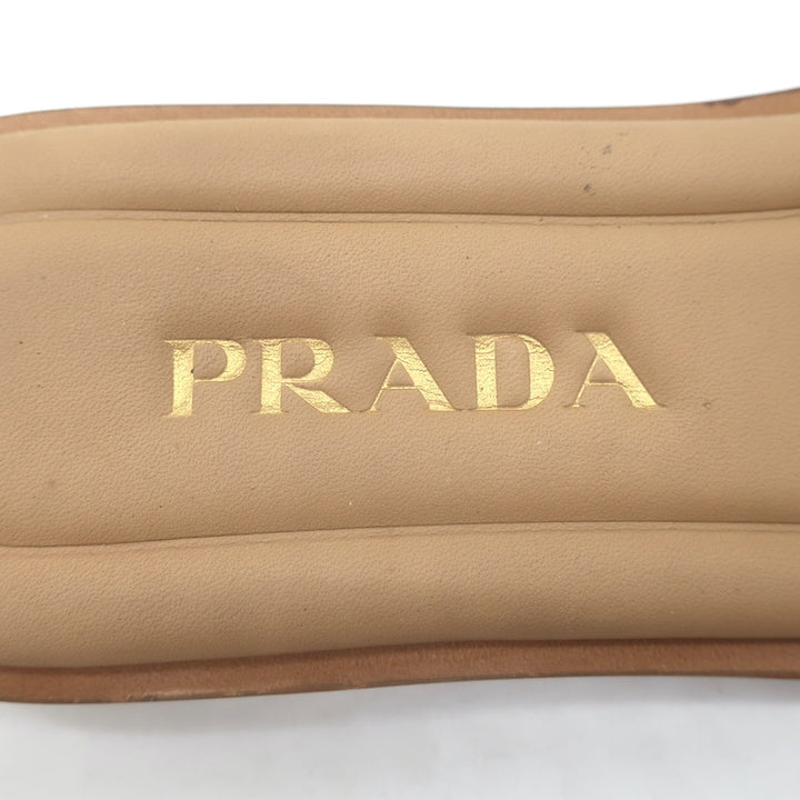 Prada Raffia Slide Sandals Natural Size 39