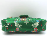 Gucci GG Marmont Matelasse Floral Jacquard Medium Shoulder Bag Green Satin