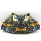 Alexander McQueen De Manta Dragonfly Print Satin Large Clutch Black/Multi
