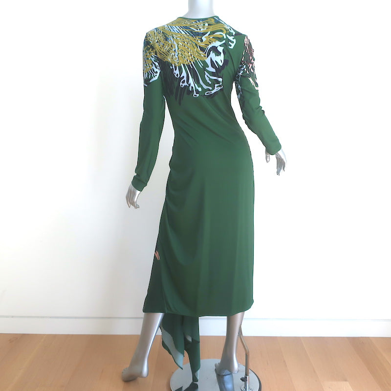 Silvia Tcherassi Ananya Asymmetric Midi Dress Green Printed Jersey Siz Celebrity Owned Silvia Tcherassi Ananya Asymmetric Midi Dress Green Printed Jersey Siz Celebrity Owned