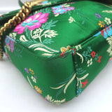 Gucci GG Marmont Matelasse Floral Jacquard Medium Shoulder Bag Green Satin
