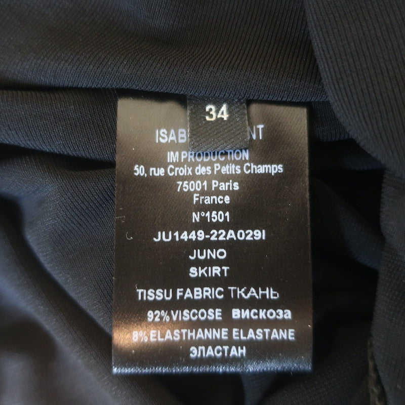 Isabel Marant Juno Gathered Pencil Skirt Black Stretch Jersey Size 34 NEW