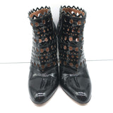 Alaia Laser-Cut Ankle Boots Black Patent Leather Size 38.5 High Heel Booties