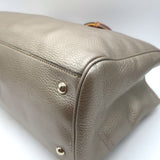Gucci Bamboo Top Handle Tote Gold Pebbled Leather Medium Crossbody Bag