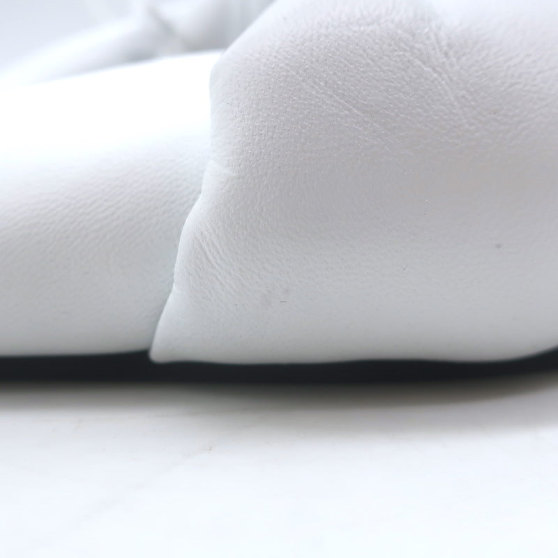 Balenciaga Drapy Knotted Slide Sandals White Leather Size 39