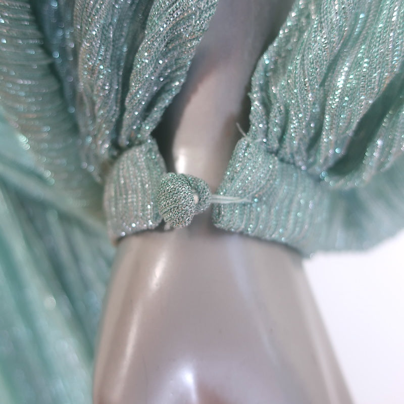 PatBO Lurex Cutout Gown Seafoam Size 2 Long Sleeve Maxi Dress