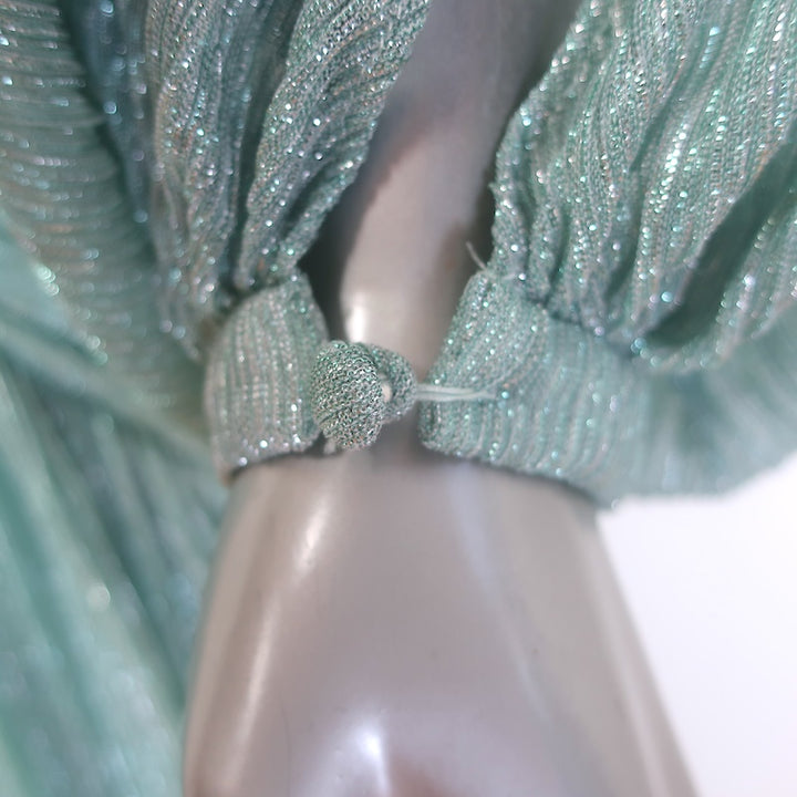PatBO Lurex Cutout Gown Seafoam Size 2 Long Sleeve Maxi Dress