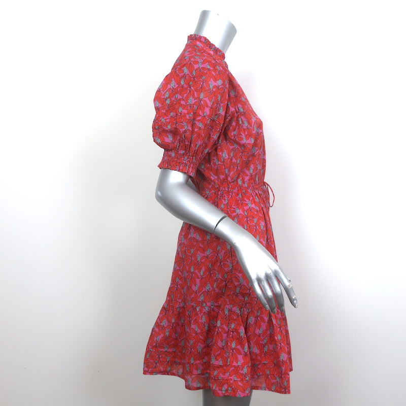 Trovata Birds of Paradis Phoebe Mini Dress Poinsettia Print Cotton Size Small