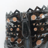 Alaia Laser-Cut Ankle Boots Black Patent Leather Size 38.5 High Heel Booties