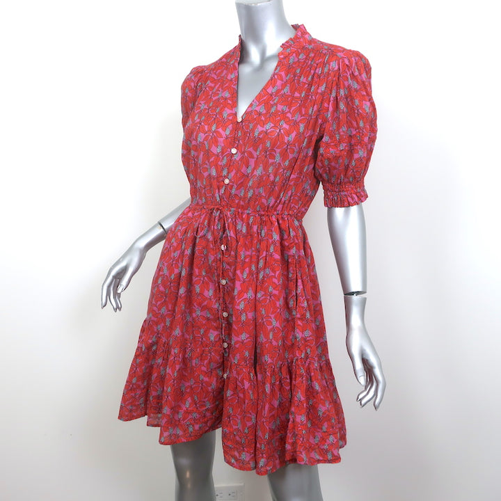 Trovata Birds of Paradis Phoebe Mini Dress Poinsettia Print Cotton Size Small