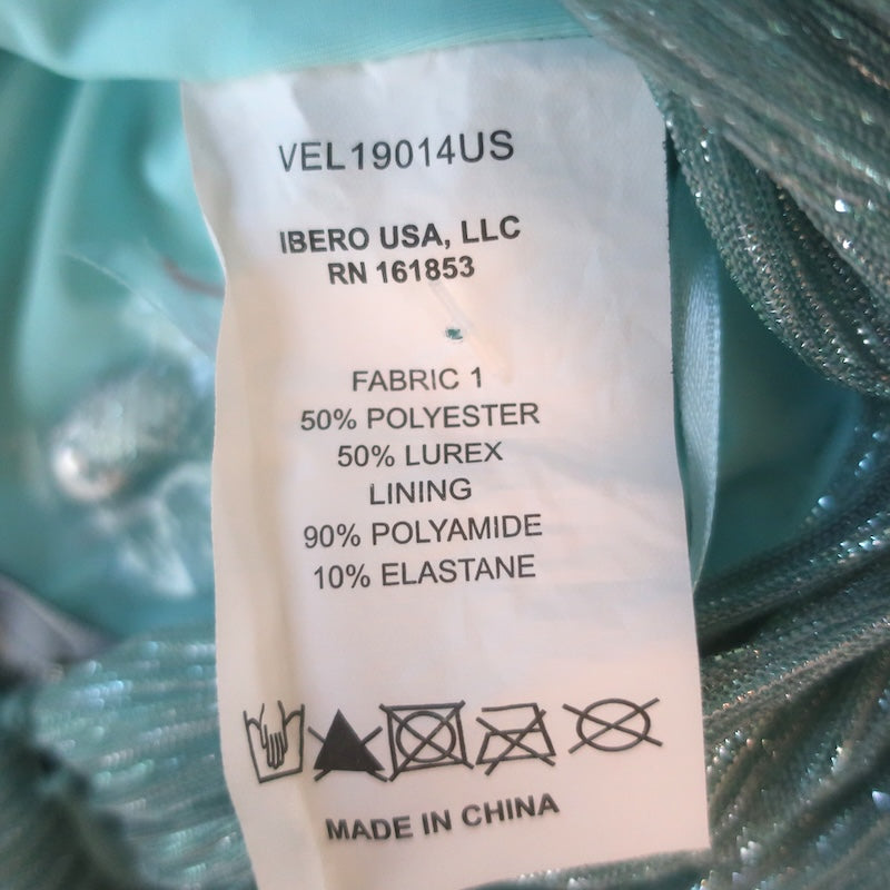 PatBO Lurex Cutout Gown Seafoam Size 2 Long Sleeve Maxi Dress