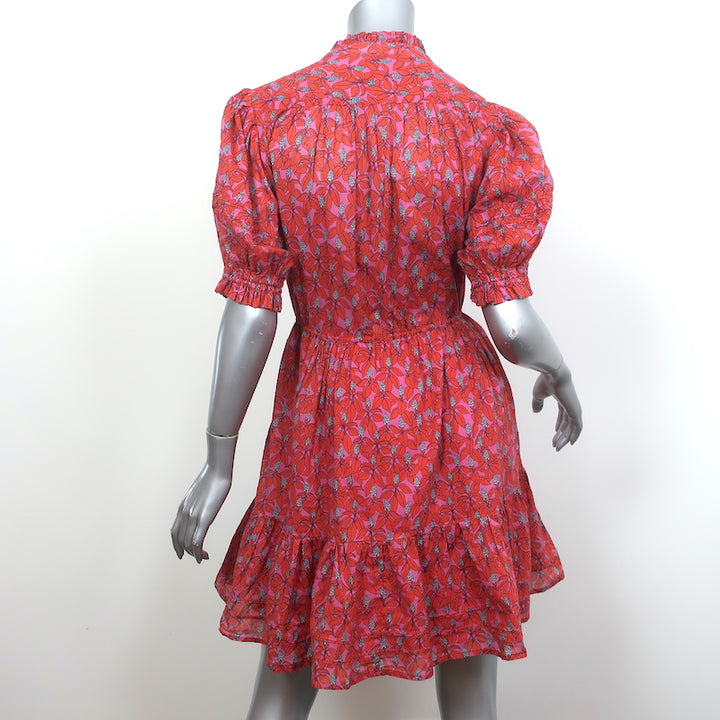 Trovata Birds of Paradis Phoebe Mini Dress Poinsettia Print Cotton Size Small